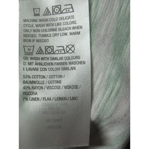 Candace Cameron Bure Sunkissed Linen Blend Green Striped V Neck Tank Dress XXS - Picture 2 of 7